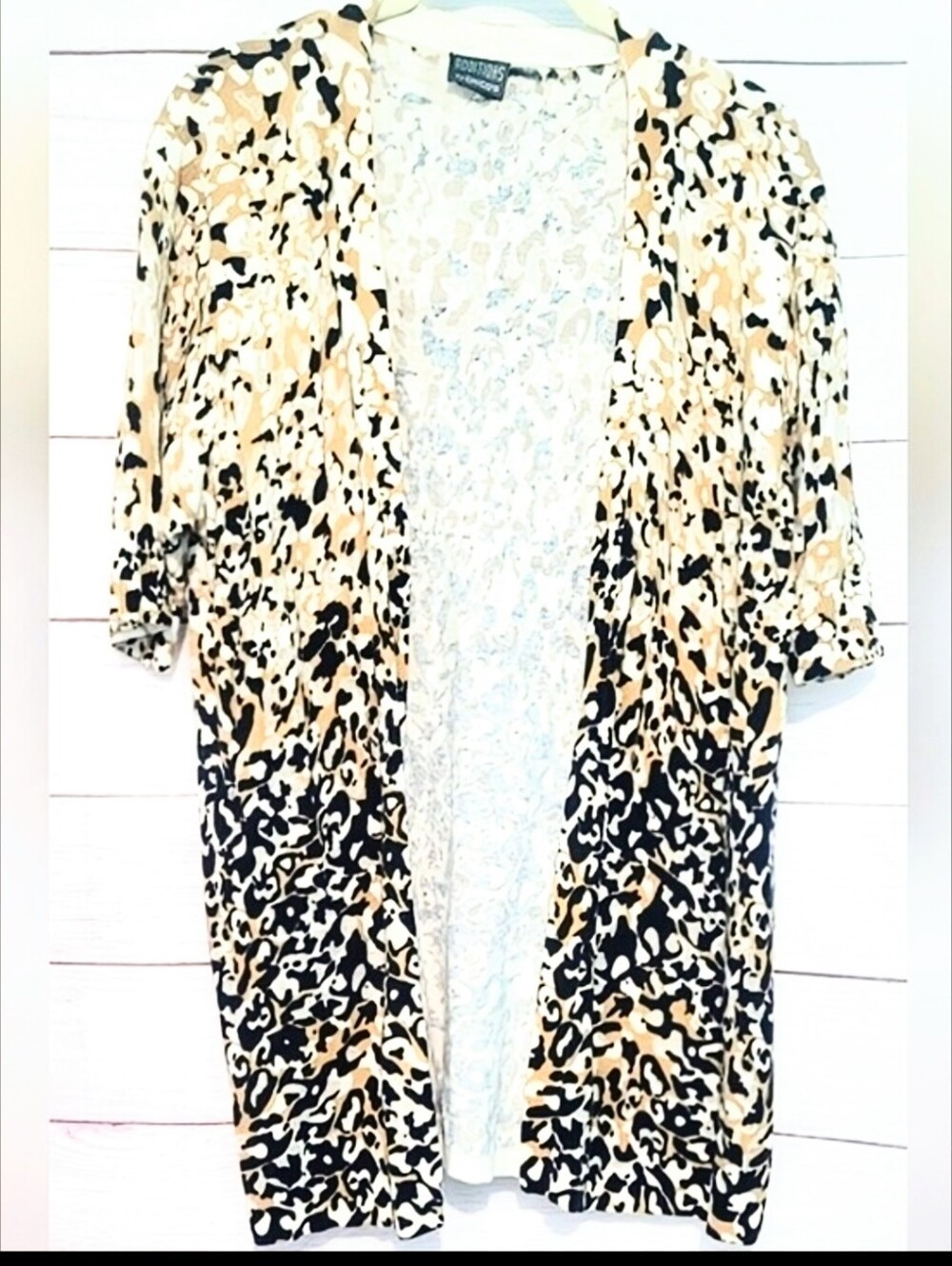 Additions by Chicos Paint Splatter open front 3/4 sleeve cardigan sz M/L